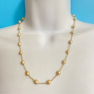 AVON Natural Pearls Gold Tone Chain Necklace